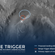 Graphic comparing the size of the Curiosity rover’s landing ellipse (blue) with Perseverance’s landing ellipse (red).